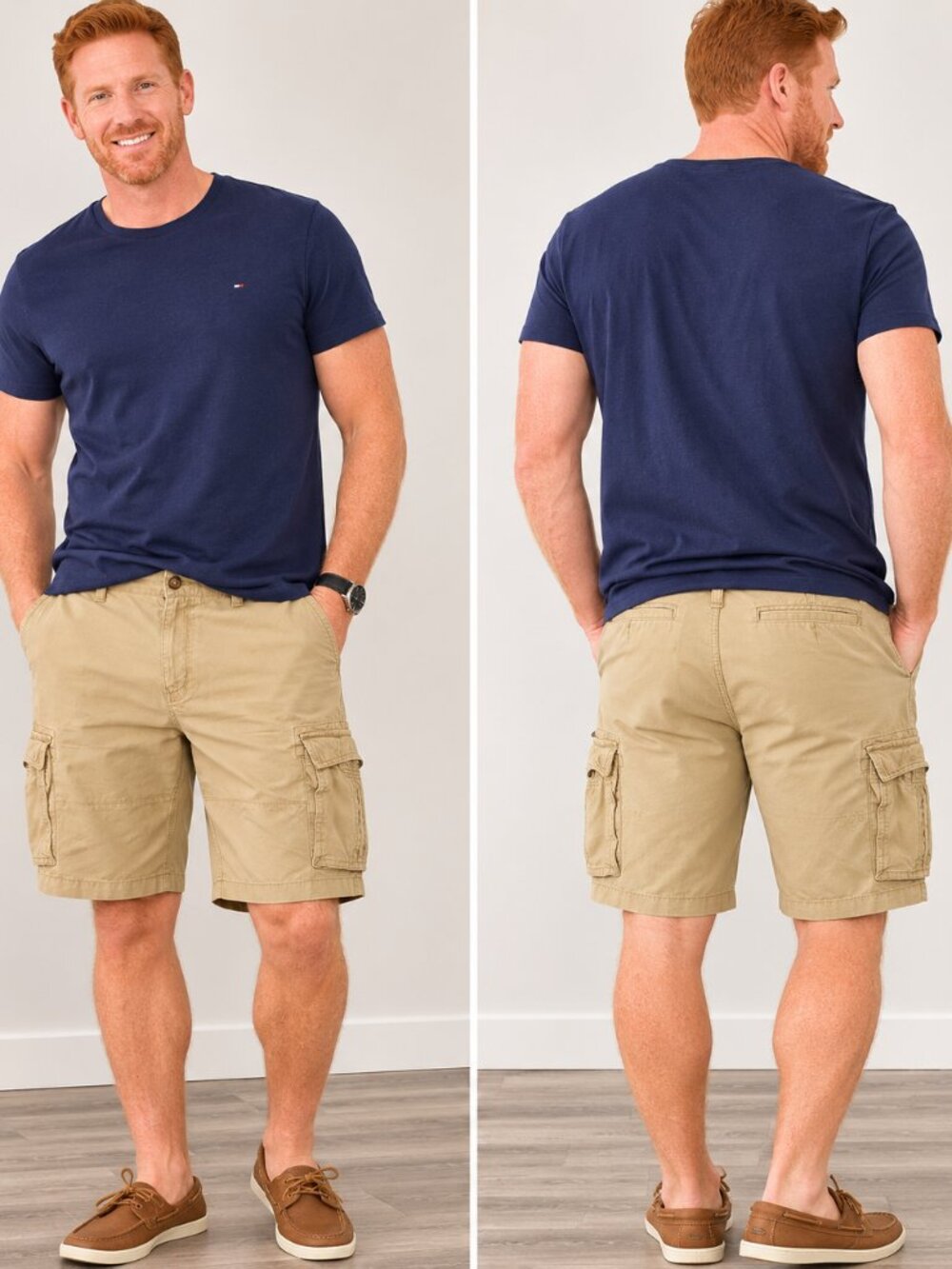 Tommy Hilfiger Men’s Cargo Shorts Size 40 Khaki Beige Cotton Utility Casual